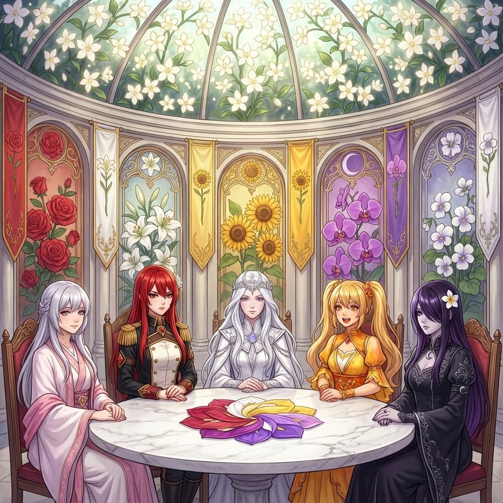 Five Queens at Table